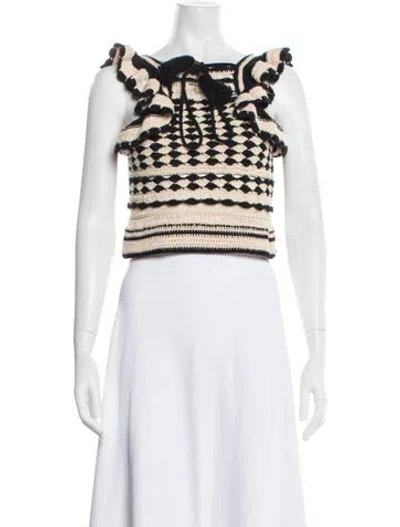 Pre-owned Zimmermann Patterned Tie Neck Sweater In Neutrals