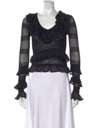 Pre-owned Zimmermann Patterned V-neck Blouse In Black