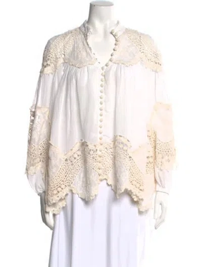 Pre-owned Zimmermann Patterned V-neck Blouse In Neutral