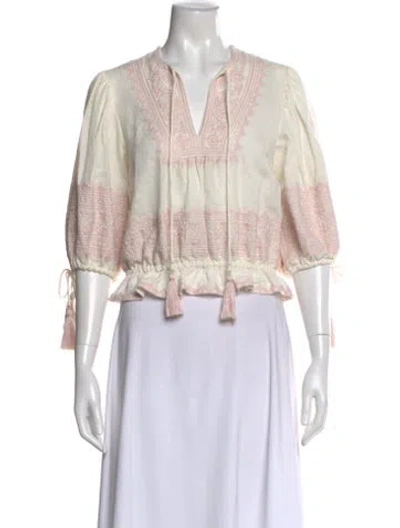 Pre-owned Zimmermann Patterned V-neck Blouse In White