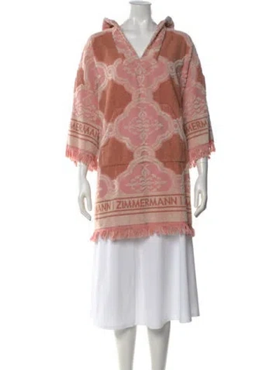 Pre-owned Zimmermann Patterned V-neck Hoodie In Pink