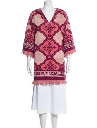 Pre-owned Zimmermann Patterned V-neck Hoodie In Purple