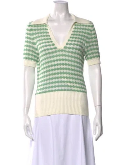 Pre-owned Zimmermann Patterned V-neck Polo W/ Tags In Green