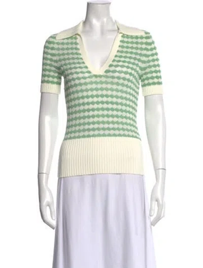 Pre-owned Zimmermann Patterned V-neck Sweater In Green