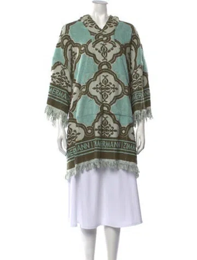 Pre-owned Zimmermann Patterned V-neck Sweater In Green