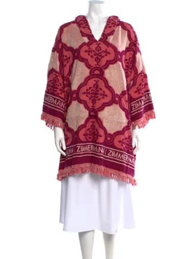 Pre-owned Zimmermann Patterned V-neck Sweater In Pink