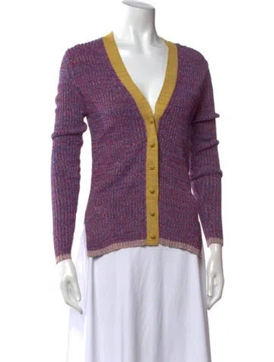 Pre-owned Zimmermann Patterned V-neck Sweater In Purple
