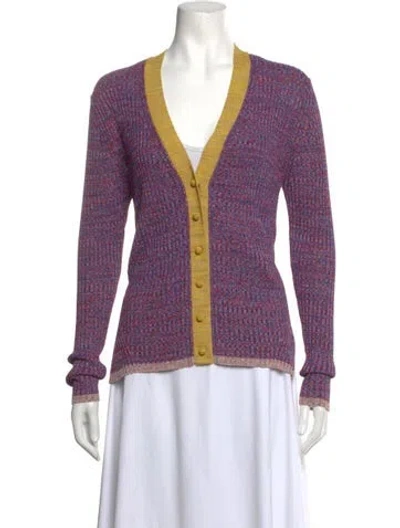 Pre-owned Zimmermann Patterned V-neck Sweater In Purple