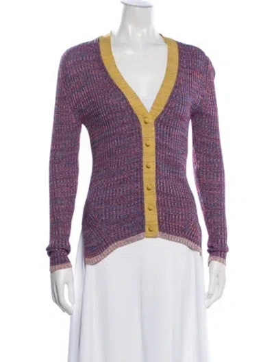 Pre-owned Zimmermann Patterned V-neck Sweater In Purple