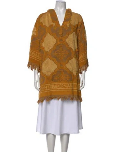 Pre-owned Zimmermann Patterned V-neck Sweater In Yellow
