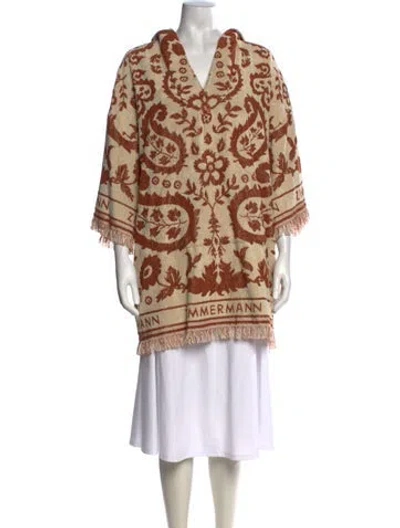 Pre-owned Zimmermann Patterned V-neck Top In Neutral