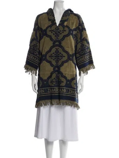 Pre-owned Zimmermann Patterned V-neck Tunic In Green