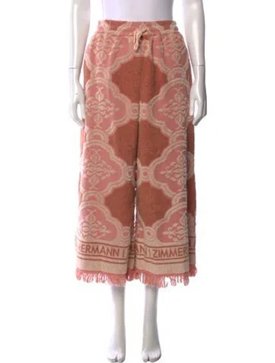Pre-owned Zimmermann Patterned Wide Leg Pants In Neutrals/pink