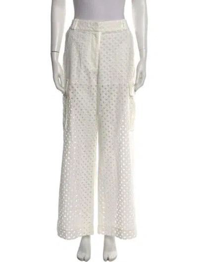 Pre-owned Zimmermann Patterned Wide Leg Pants In White