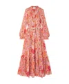 Zimmermann + Net Sustain Pattie Belted Floral-print Cotton And Silk-blend Crepon Maxi Dress In Pink