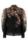 Zimmermann Pavilion Floral-print Linen And Silk-blend Shirt In Black Multi Floral