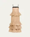 Zimmermann Pavillion Glittered Ruffled Voile Maxi Dress In Champagne