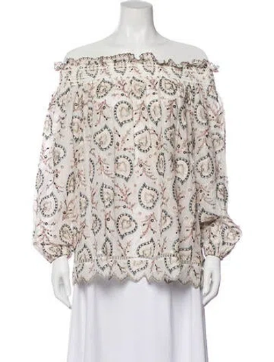 Pre-owned Zimmermann Pavilion Paisley Print Blouse In Gray