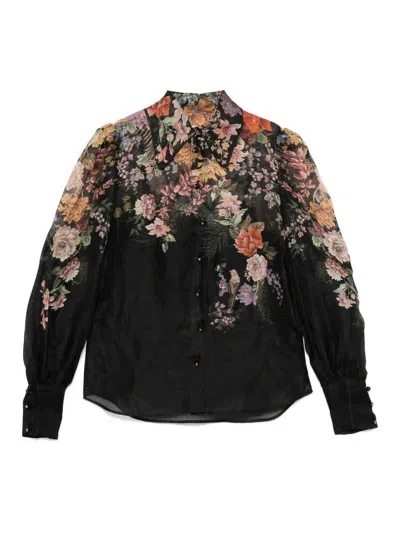 Zimmermann Pavilion Floral-print Linen And Silk-blend Shirt In Multi
