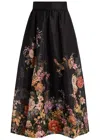 Zimmermann Pavilion Floral-print Linen And Silk-blend Midi Skirt In Multi Floral