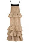 Zimmermann Pavillion Glittered Ruffled Voile Maxi Dress In Beige