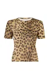 Zimmermann Pearl-embellished Animal-print Linen T-shirt In Animal