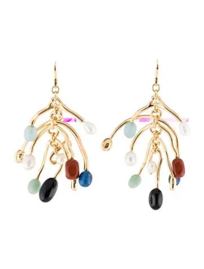 Pre-owned Zimmermann Pearl Mellow Drop Earrings In Black/blue/brown