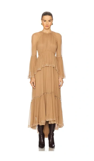 Zimmermann Peplum Flutter Dress In Brown
