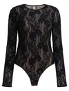 Zimmermann Perforated Lace Bodysuit Tops Black In Black