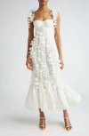 Zimmermann Dawning Linen And Silk Gown In Natural