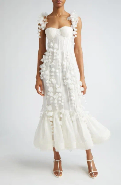 Zimmermann Dawning Linen And Silk Gown In White