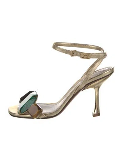 Pre-owned Zimmermann Phantasy Leather Sandals In Gold