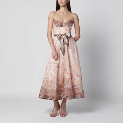 Zimmermann Pink Alchemy Midi Dress With Paisley Pattern