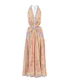 Zimmermann Womens Pink Scarf Floral Indra Printed Halter-neck Silk And Cotton Maxi Dress In Multi
