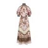 Zimmermann Womens Mauve Jacobean Aster Billow Silk Maxi Dress Xl In Multi