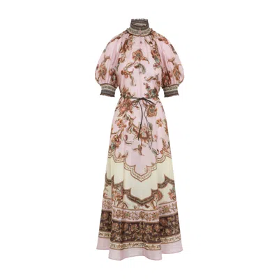 Zimmermann Womens Mauve Jacobean Aster Billow Silk Maxi Dress Xl In Animal Print