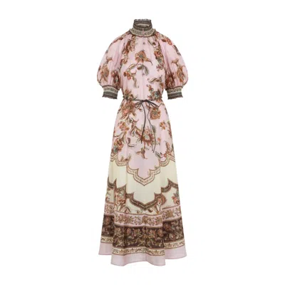 Zimmermann Pink Aster Billow Silk Long Dress