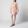 Zimmermann Aster Print Long Sleeve Linen Shift Dress
