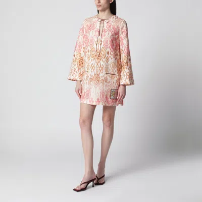 Zimmermann Aster Print Long Sleeve Linen Shift Dress In Multi