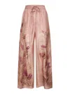Zimmermann Womens Pink Botanical Floral Cascadian Wide-leg Silk Trousers In Multi