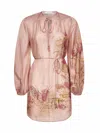 Zimmermann Women Pink Botanical Floral Silk Habotai Cascadian Tunic Top In Pink