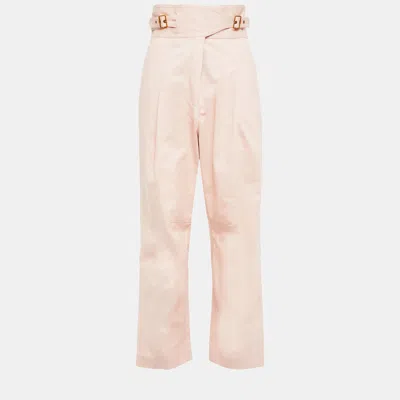 Pre-owned Zimmermann Pink Gabardine Buckle Pants Size M (2)