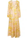 Zimmermann Golden Tropical Floral Long Sleeve Silk Maxi Dress In Pink