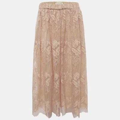 Pre-owned Zimmermann Pink Guipure Lace Harmony Midi Skirt S