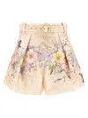 Zimmermann Printed Silk Shorts In Pink