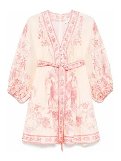 Zimmermann Vestido Corto - Crema In Multi