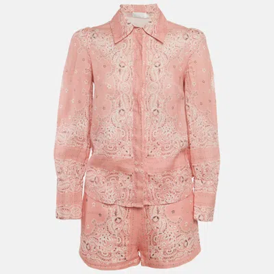 Pre-owned Zimmermann Pink Paisley Print Linen Set S