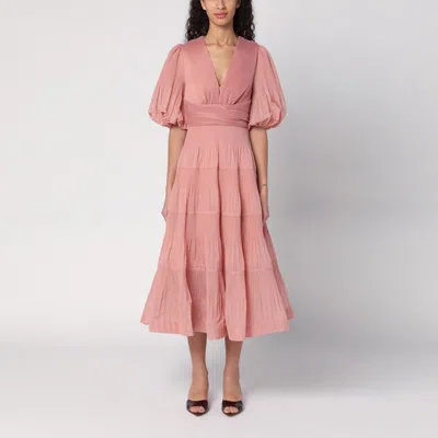 Zimmermann Pink Pleated Midi Dress Women