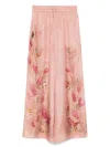 Zimmermann Pink Botanical Floral Silk Habotai Cascadian Trousers In Multi