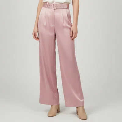 Pre-owned Zimmermann Pink Satin Pleated Wide Leg Pants M